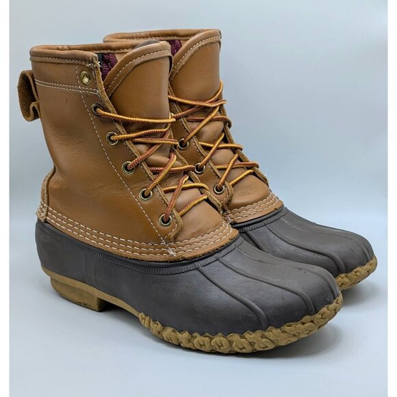 LL Bean Women's Size 6M Brown Leather Insulated Gore-Tex Duck Boots Waterproof - Picture 1 of 8
